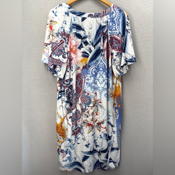 Chico's Floral Paisley Burnout Print Shift Dress Chicos Size 2 Multicolor Boho - Picture 6 of 9